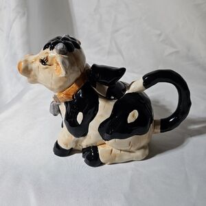 Vintage 1997 Cracker Barrel Cow Pitcher. Part Of The Happy Cow Collection